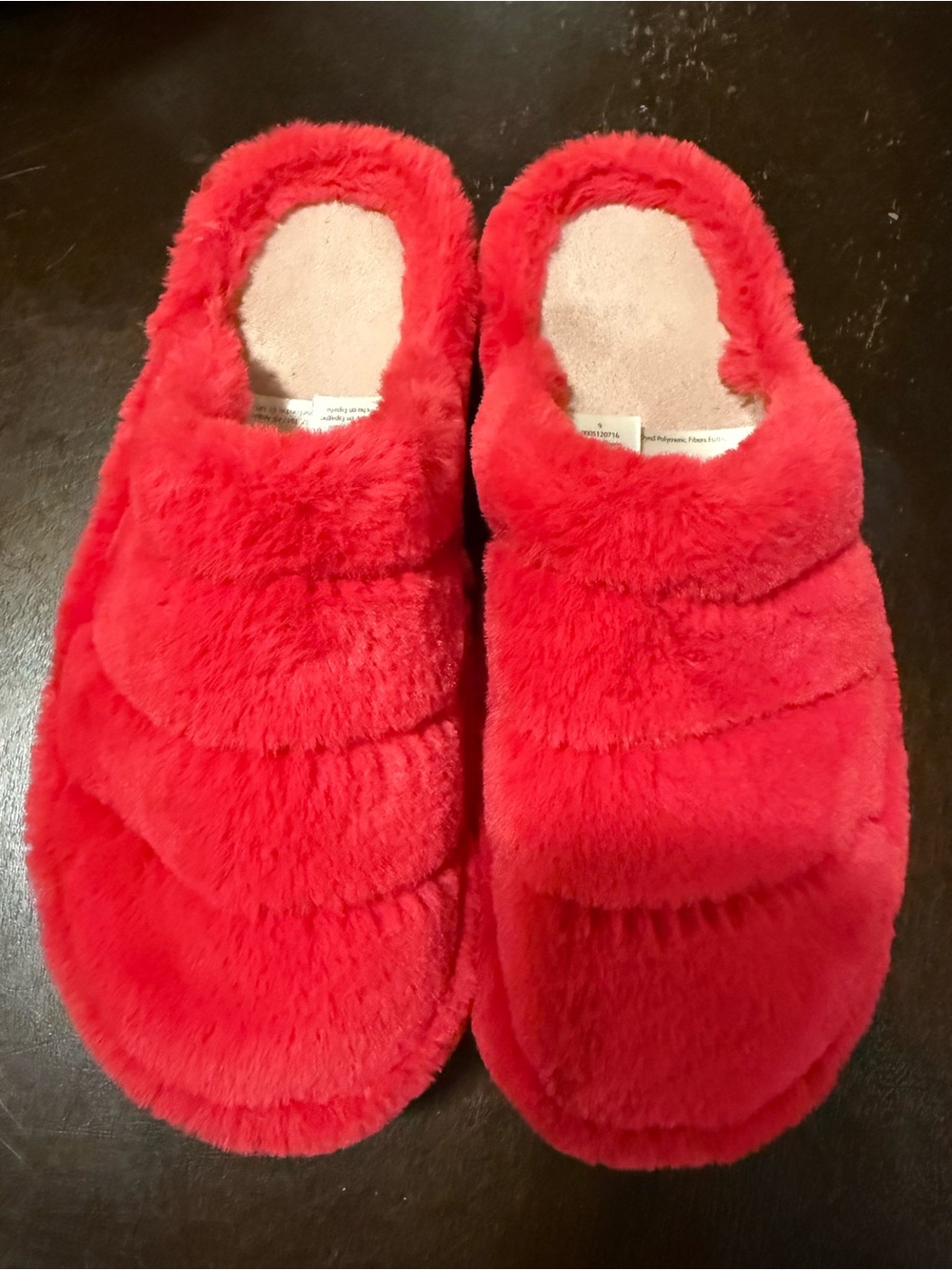 Free People Plush Slide Slippers in Bright pink